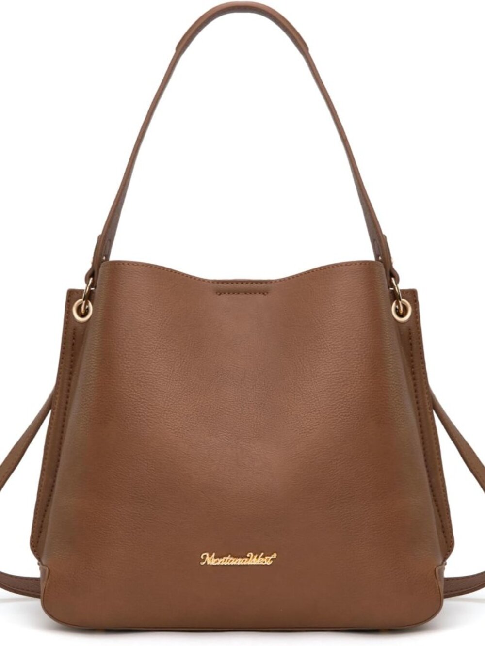 Medium Hobo Purse for Women 3 Compartment Bucket Shoulder Bag with Crossbody Str
